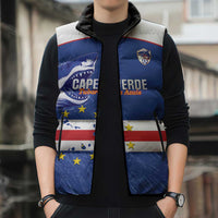Cape Verde Football Custom Sleeveless Puffer Jacket Come On Tubaroes Azuis Shark - Wonder Print Shop