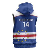Cape Verde Football Custom Sleeveless Zip Hoodie Come On Tubaroes Azuis Shark - Wonder Print Shop