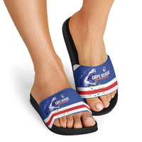 Cape Verde Football Slide Sandals Come On Tubaroes Azuis Shark - Wonder Print Shop