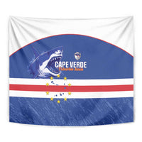 Cape Verde Football Tapestry Come On Tubaroes Azuis Shark - Wonder Print Shop