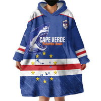 Cape Verde Football Custom Wearable Blanket Hoodie Come On Tubaroes Azuis Shark - Wonder Print Shop