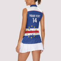 Cape Verde Football Custom Women Sleeveless Polo Shirt Come On Tubaroes Azuis Shark - Wonder Print Shop
