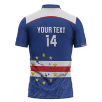 Cape Verde Football Custom Zipper Polo Shirt Come On Tubaroes Azuis Shark - Wonder Print Shop