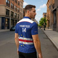Cape Verde Football Custom Zipper Polo Shirt Come On Tubaroes Azuis Shark - Wonder Print Shop