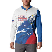 Cape Verde Football Custom Button Sweatshirt Tubaroes Azuis Glory World Cup - Wonder Print Shop
