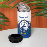 Cape Verde Football Custom 4 in 1 Can Cooler Tumbler Tubaroes Azuis Glory World Cup - Wonder Print Shop