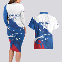 Cape Verde Football Custom Couples Matching Long Sleeve Bodycon Dress and Hawaiian Shirt Tubaroes Azuis Glory World Cup - Wonder Print Shop