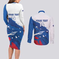 Cape Verde Football Custom Couples Matching Long Sleeve Bodycon Dress and Long Sleeve Button Shirt Tubaroes Azuis Glory World Cup - Wonder Print Shop