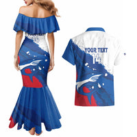Cape Verde Football Custom Couples Matching Mermaid Dress and Hawaiian Shirt Tubaroes Azuis Glory World Cup - Wonder Print Shop