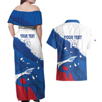 Cape Verde Football Custom Couples Matching Off Shoulder Maxi Dress and Hawaiian Shirt Tubaroes Azuis Glory World Cup - Wonder Print Shop