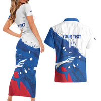 Cape Verde Football Custom Couples Matching Short Sleeve Bodycon Dress and Hawaiian Shirt Tubaroes Azuis Glory World Cup - Wonder Print Shop