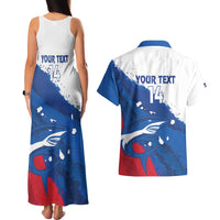 Cape Verde Football Custom Couples Matching Tank Maxi Dress and Hawaiian Shirt Tubaroes Azuis Glory World Cup - Wonder Print Shop