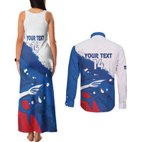 Cape Verde Football Custom Couples Matching Tank Maxi Dress and Long Sleeve Button Shirt Tubaroes Azuis Glory World Cup - Wonder Print Shop