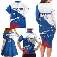Cape Verde Football Custom Family Matching Long Sleeve Bodycon Dress and Hawaiian Shirt Tubaroes Azuis Glory World Cup - Wonder Print Shop