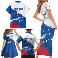 Cape Verde Football Custom Family Matching Short Sleeve Bodycon Dress and Hawaiian Shirt Tubaroes Azuis Glory World Cup - Wonder Print Shop