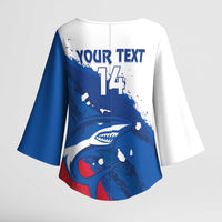 Cape Verde Football Custom Kimono Sleeve Blouse Tubaroes Azuis Glory World Cup - Wonder Print Shop