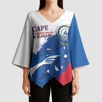 Cape Verde Football Custom Kimono Sleeve Blouse Tubaroes Azuis Glory World Cup - Wonder Print Shop