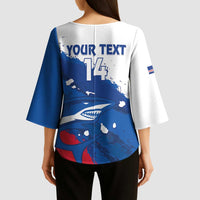 Cape Verde Football Custom Kimono Sleeve Blouse Tubaroes Azuis Glory World Cup - Wonder Print Shop