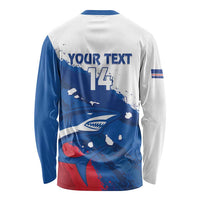 Cape Verde Football Custom Long Sleeve Shirt Tubaroes Azuis Glory World Cup - Wonder Print Shop