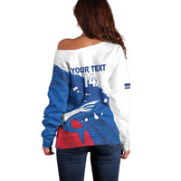 Cape Verde Football Custom Off Shoulder Sweater Tubaroes Azuis Glory World Cup - Wonder Print Shop