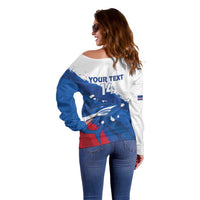 Cape Verde Football Custom Off Shoulder Sweater Tubaroes Azuis Glory World Cup - Wonder Print Shop