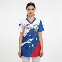 Cape Verde Football Custom Scrub Top Tubaroes Azuis Glory World Cup - Wonder Print Shop