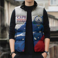 Cape Verde Football Custom Sleeveless Puffer Jacket Tubaroes Azuis Glory World Cup - Wonder Print Shop
