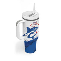 Cape Verde Football Custom Tumbler With Handle Tubaroes Azuis Glory World Cup - Wonder Print Shop