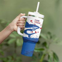 Cape Verde Football Custom Tumbler With Handle Tubaroes Azuis Glory World Cup - Wonder Print Shop