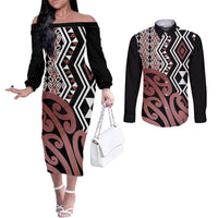 new-zealand-couples-matching-off-the-shoulder-long-sleeve-dress-and-long-sleeve-button-shirt-aotearoa-kowhaiwhai-mix-taniko-art