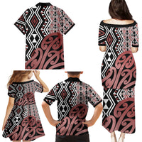 New Zealand Family Matching Puletasi Dress and Hawaiian Shirt Aotearoa Kowhaiwhai Mix Taniko Art - Wonder Print Shop