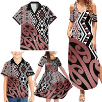 New Zealand Family Matching Summer Maxi Dress and Hawaiian Shirt Aotearoa Kowhaiwhai Mix Taniko Art - Wonder Print Shop