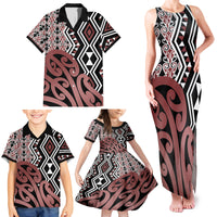 New Zealand Family Matching Tank Maxi Dress and Hawaiian Shirt Aotearoa Kowhaiwhai Mix Taniko Art - Wonder Print Shop