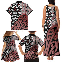 New Zealand Family Matching Tank Maxi Dress and Hawaiian Shirt Aotearoa Kowhaiwhai Mix Taniko Art - Wonder Print Shop