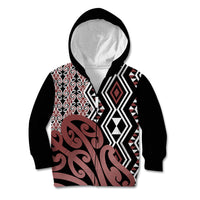 New Zealand Kid Hoodie Aotearoa Kowhaiwhai Mix Taniko Art - Wonder Print Shop