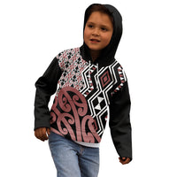 New Zealand Kid Hoodie Aotearoa Kowhaiwhai Mix Taniko Art - Wonder Print Shop