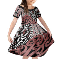 New Zealand Kid Short Sleeve Dress Aotearoa Kowhaiwhai Mix Taniko Art - Wonder Print Shop