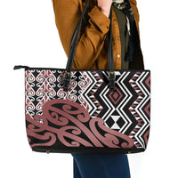 New Zealand Leather Tote Bag Aotearoa Kowhaiwhai Mix Taniko Art - Wonder Print Shop