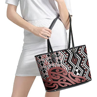 New Zealand Leather Tote Bag Aotearoa Kowhaiwhai Mix Taniko Art - Wonder Print Shop