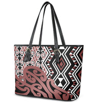 New Zealand Leather Tote Bag Aotearoa Kowhaiwhai Mix Taniko Art - Wonder Print Shop