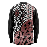 New Zealand Long Sleeve Shirt Aotearoa Kowhaiwhai Mix Taniko Art - Wonder Print Shop