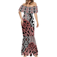 New Zealand Mermaid Dress Aotearoa Kowhaiwhai Mix Taniko Art - Wonder Print Shop