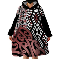 New Zealand Wearable Blanket Hoodie Aotearoa Kowhaiwhai Mix Taniko Art - Wonder Print Shop