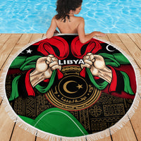 Libya Independence Day Beach Blanket Happy 24 December African Pattern Flag Style - Wonder Print Shop