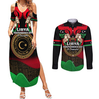 Libya Independence Day Couples Matching Summer Maxi Dress and Long Sleeve Button Shirt Happy 24 December African Pattern Flag Style - Wonder Print Shop
