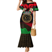Libya Independence Day Family Matching Mermaid Dress and Hawaiian Shirt Happy 24 December African Pattern Flag Style - Wonder Print Shop