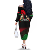 Libya Independence Day Family Matching Off Shoulder Long Sleeve Dress and Hawaiian Shirt Happy 24 December African Pattern Flag Style - Wonder Print Shop