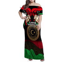 Libya Independence Day Family Matching Off Shoulder Maxi Dress and Hawaiian Shirt Happy 24 December African Pattern Flag Style - Wonder Print Shop