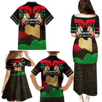Libya Independence Day Family Matching Puletasi Dress and Hawaiian Shirt Happy 24 December African Pattern Flag Style - Wonder Print Shop
