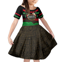 Libya Independence Day Family Matching Short Sleeve Bodycon Dress and Hawaiian Shirt Happy 24 December African Pattern Flag Style - Wonder Print Shop